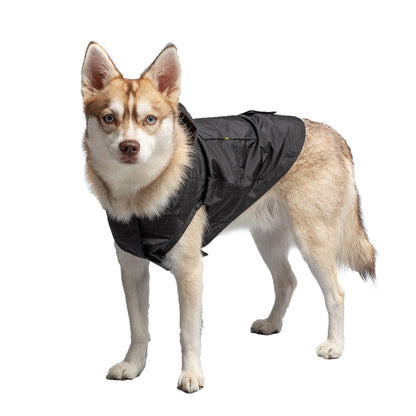 Black Packable Army Dog Raincoat