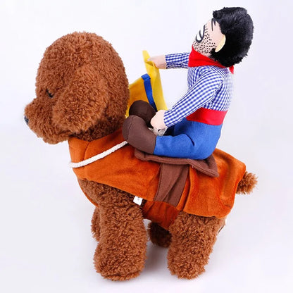 Dog Clothes Riding Horse Cowboy