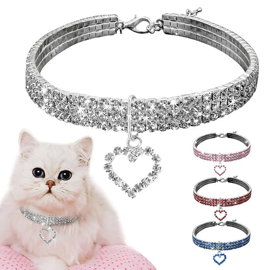 Heart-Shaped Rhinestone Dog/Cat Collar